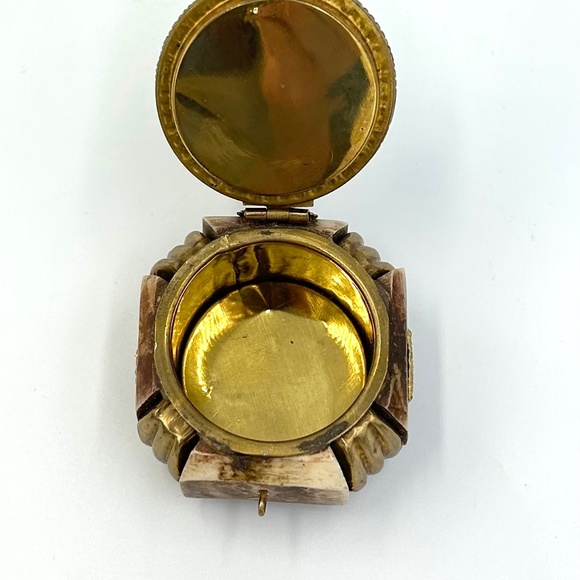 Vintage Camel Bone & Brass Trinket Box Handmade Carved 2X2 Jewelry Box - Picture 6 of 8